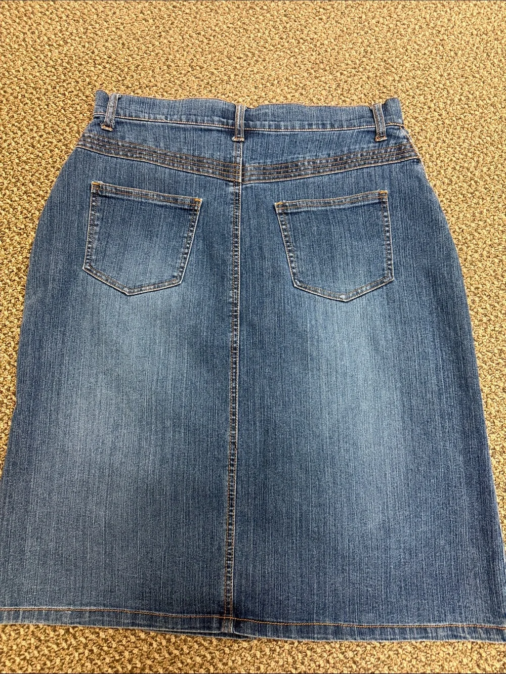 Y2K Sharon Anthony Denim Pencil Skirt Front Slit Stretch Jean Skirt Size 10‎